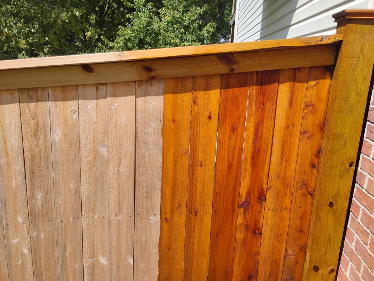 Fence Staining — Before & After